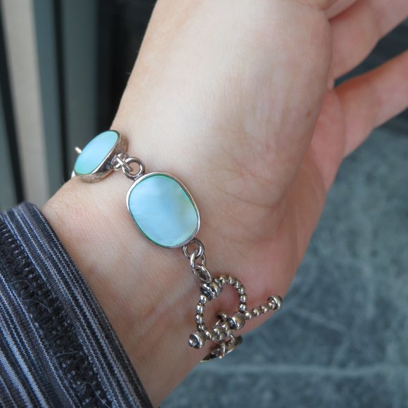 Sterling Silver Mother Of Pearl "Mediterranean Sea" Bracelet - Picture 4 of 16